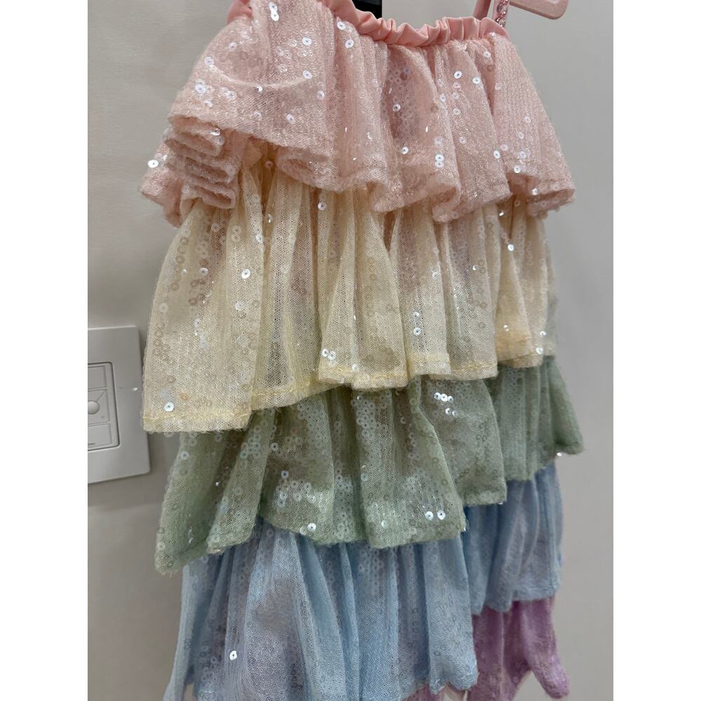 Lola + The Boys - NWT - Girls' Rainbow Tiered Sequin Dress 6 - Picture 3 of 12